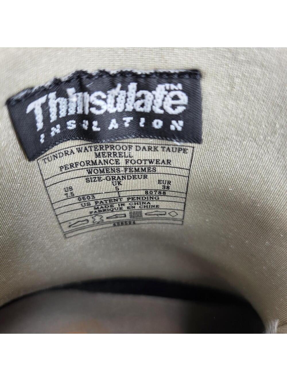 Merrell Tundra Waterproof Thinsulate Polartec Boots US 7.5 Dark Taupe Boot - Picture 8 of 10